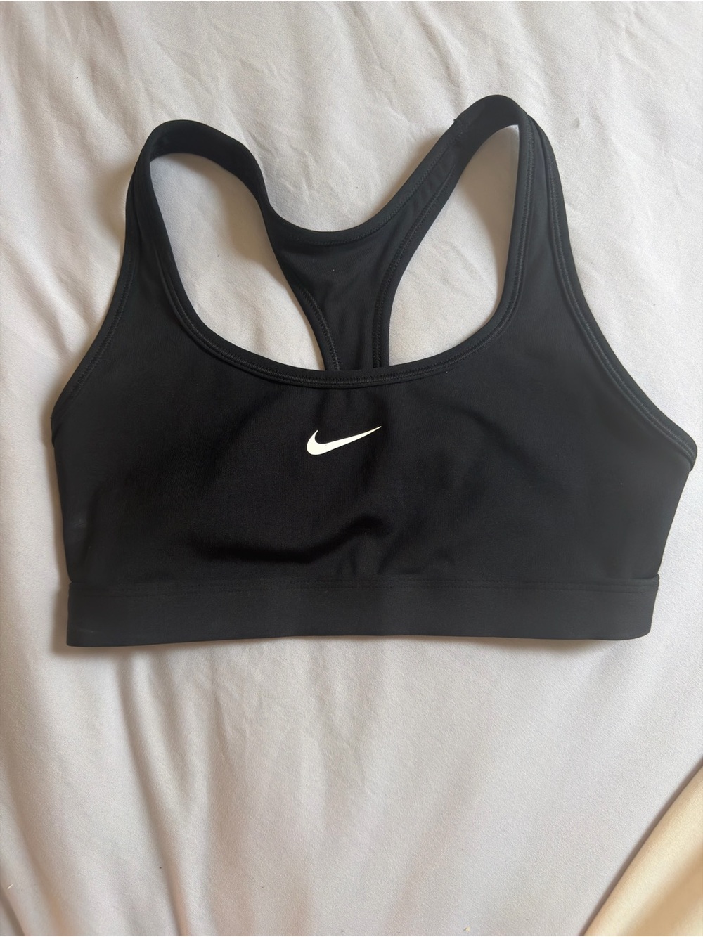 Nike Black Racerback Sports Bra with White Swoosh